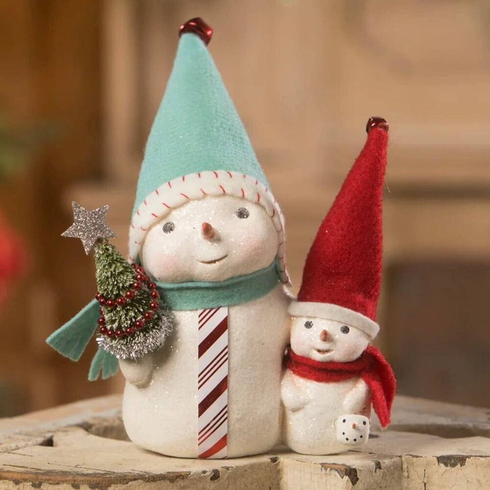 Bethany Lowe Michelle Allen Mama & Baby Snow Family Snowman NEW